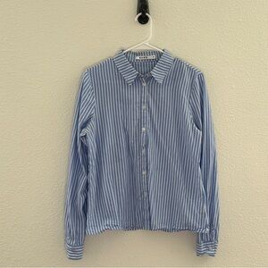 NA-KD Blue Striped Button Down Shirt - Preppy Quiet Luxury Coastal - EU 38 US 8